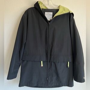 Larry Levine Sport Mid-Season Zip Front Hooded Black Citrine Jacket Size XS
